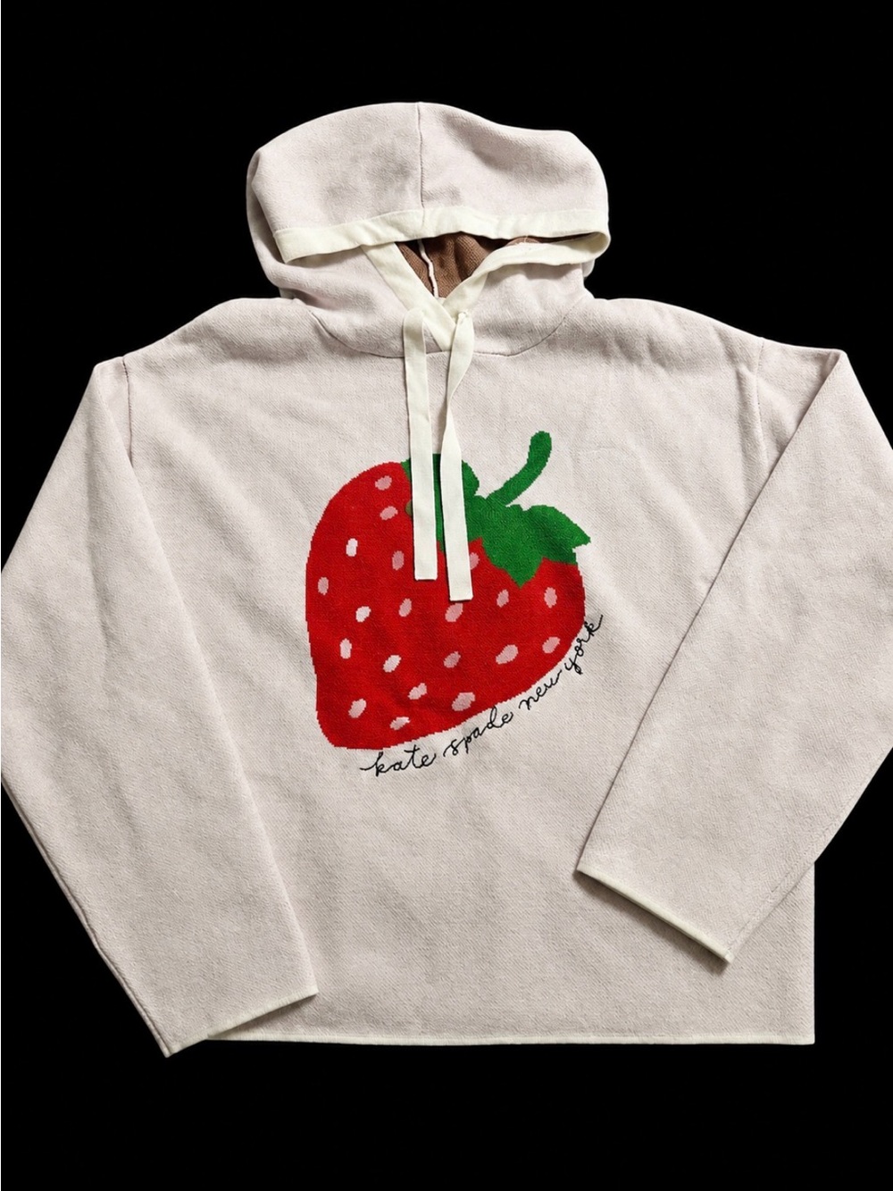 kate spade Cream Hoodie with Red Strawberry Graphic